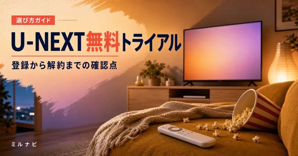 U-NEXTの無料トライアルの登録から解約までの確認点を解説する記事のイメージ画像