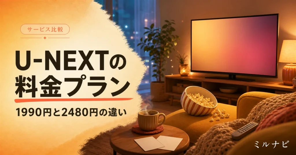 U-NEXTの通常プランとモバイルプランの料金の違いを比較する記事のイメージ画像
